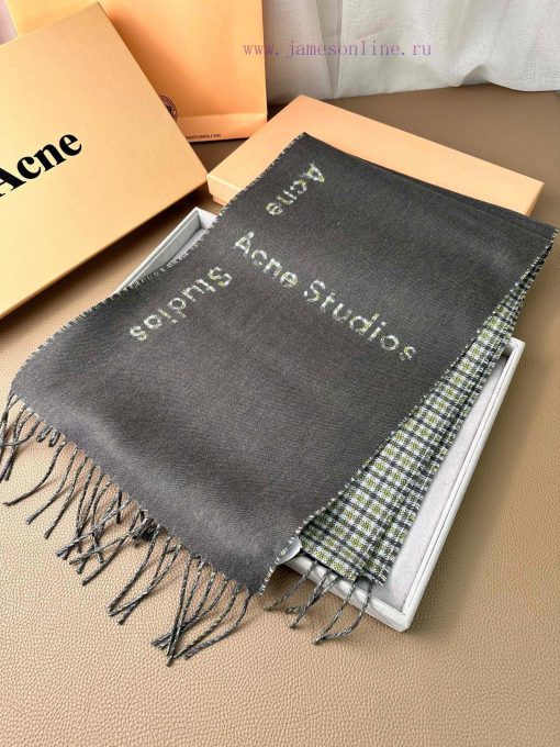 Acne matcha blended with dark green small grid AB face fairy scarf, with a gentle feeling thmonsqwsv - Image 6