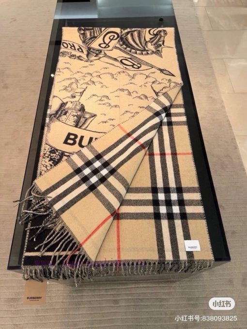 The popular Burberry Warrior Knight double-sided shawl, with various beautiful designs, is h28b44c2y - Image 3