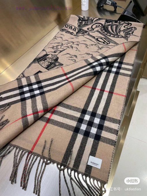 The popular Burberry Warrior Knight double-sided shawl, with various beautiful designs, is h28b44c2y - Image 7