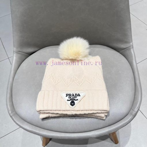 Prada two-piece set PRADA popular hat scarf set, warm and fashionable 70% cashmere 30% rabbiwmikuk70 - Image 2