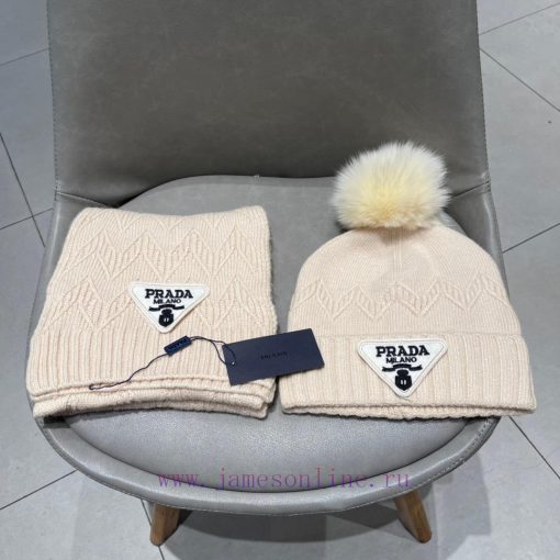 Prada two-piece set PRADA popular hat scarf set, warm and fashionable 70% cashmere 30% rabbiwmikuk70 - Image 3