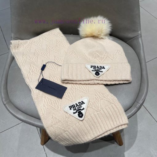 Prada two-piece set PRADA popular hat scarf set, warm and fashionable 70% cashmere 30% rabbiwmikuk70 - Image 4