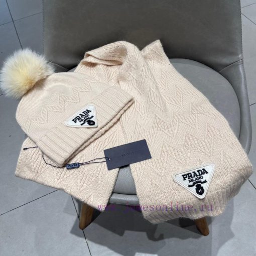 Prada two-piece set PRADA popular hat scarf set, warm and fashionable 70% cashmere 30% rabbiwmikuk70 - Image 5