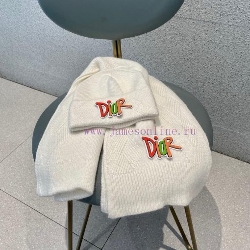 DIOR 2023 Autumn/Winter Knitted Wool Hat and Scarf Set, Fashionable and Trendy with First Clv65m6380 - Image 2