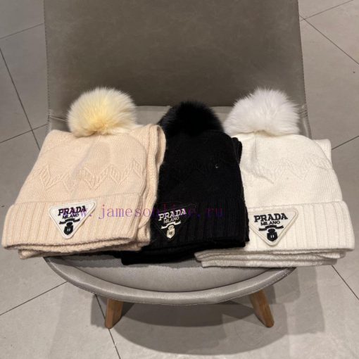 Prada two-piece set PRADA popular hat scarf set, warm and fashionable 70% cashmere 30% rabbiwmikuk70 - Image 6