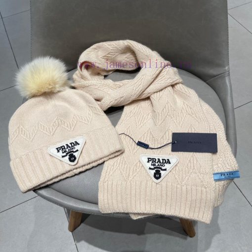 Prada two-piece set PRADA popular hat scarf set, warm and fashionable 70% cashmere 30% rabbiwmikuk70 - Image 7