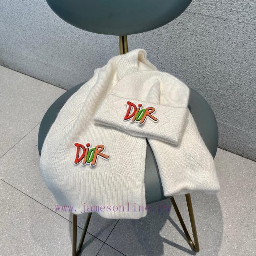DIOR 2023 Autumn/Winter Knitted Wool Hat and Scarf Set, Fashionable and Trendy with First Clv65m6380 - Image 4