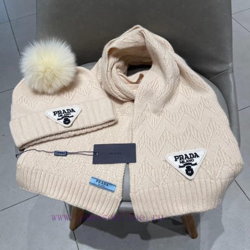 Prada two-piece set PRADA popular hat scarf set, warm and fashionable 70% cashmere 30% rabbiwmikuk70 - Image 8