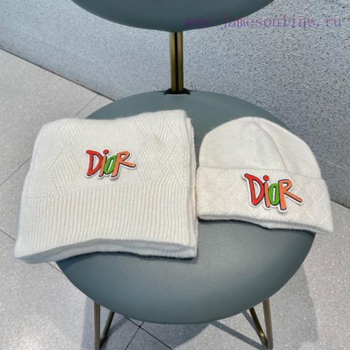 DIOR 2023 Autumn/Winter Knitted Wool Hat and Scarf Set, Fashionable and Trendy with First Clv65m6380 - Image 5