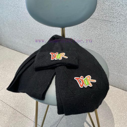 DIOR 2023 Autumn/Winter Knitted Wool Hat and Scarf Set, Fashionable and Trendy with First Clb5y3xtvs - Image 2