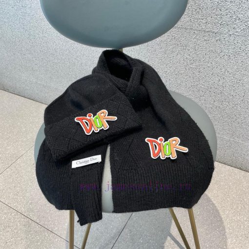 DIOR 2023 Autumn/Winter Knitted Wool Hat and Scarf Set, Fashionable and Trendy with First Clb5y3xtvs - Image 4
