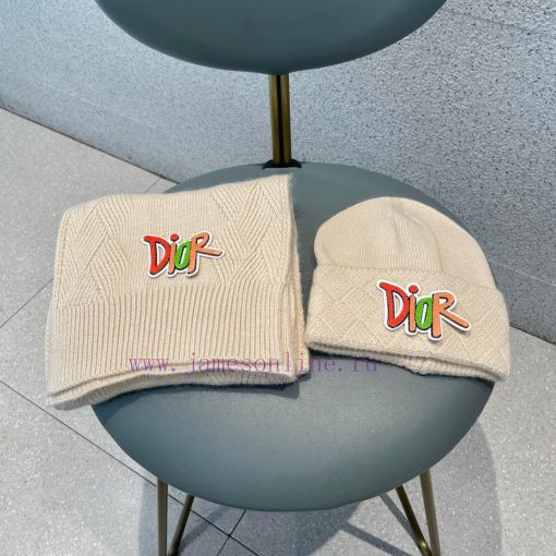 DIOR 2023 Autumn/Winter Knitted Wool Hat and Scarf Set, Fashionable and Trendy with First Cl2tmwjqxw - Image 3