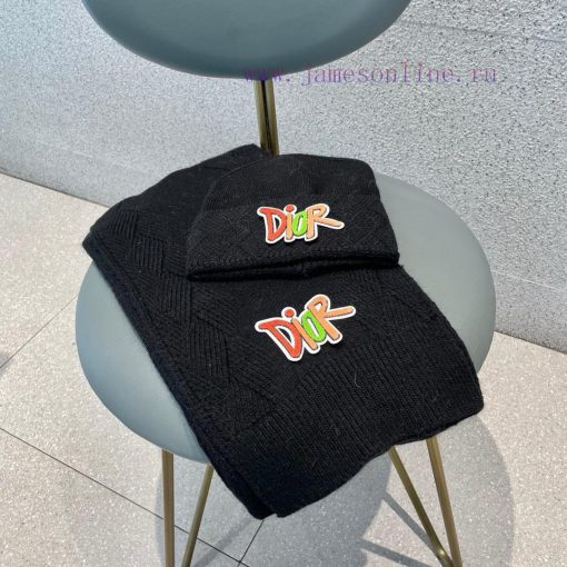 DIOR 2023 Autumn/Winter Knitted Wool Hat and Scarf Set, Fashionable and Trendy with First Clb5y3xtvs - Image 5