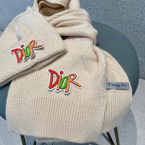 DIOR 2023 Autumn/Winter Knitted Wool Hat and Scarf Set, Fashionable and Trendy with First Cl2tmwjqxw - Image 4