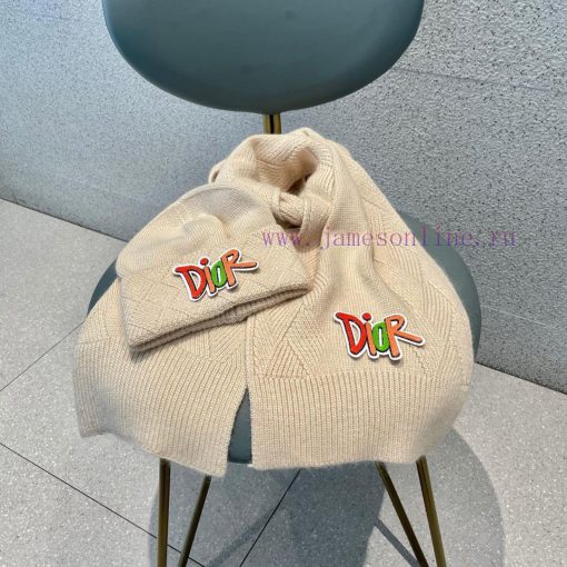 DIOR 2023 Autumn/Winter Knitted Wool Hat and Scarf Set, Fashionable and Trendy with First Cl2tmwjqxw - Image 5
