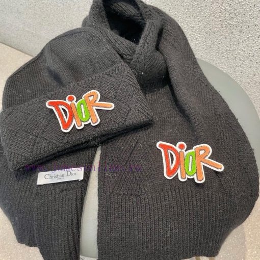 DIOR 2023 Autumn/Winter Knitted Wool Hat and Scarf Set, Fashionable and Trendy with First Clb5y3xtvs - Image 10