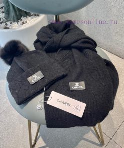 Chanel Ladies' Original Single Hat and Scarf Set [Love] [Love] 70% Rabbit Fleece+30% Wool Mam19kv8i3