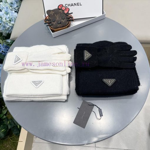 Prada three piece set Prada wool set hat classic set hat hat scarf gloves 🧤 Warm and Super Cc2dcvbsn