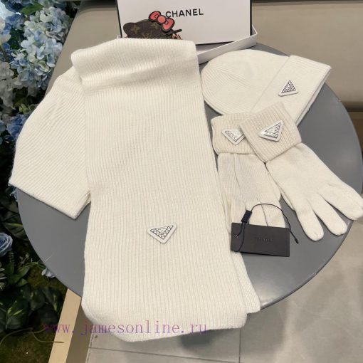 Prada three piece set Prada wool set hat classic set hat hat scarf gloves 🧤 Warm and Super Cc2dcvbsn - Image 4