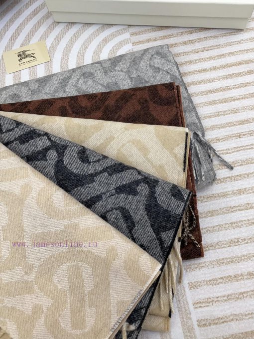 The dark gray double-sided scarf features the latest Tb print on one side and a classic checnh94q7kf - Image 5