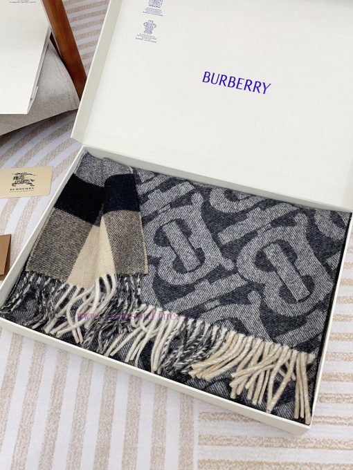 The dark gray double-sided scarf features the latest Tb print on one side and a classic checnh94q7kf - Image 6