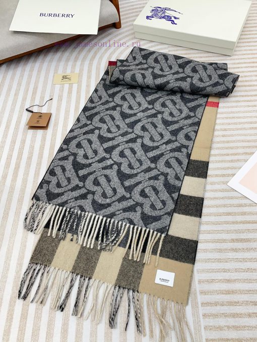 The dark gray double-sided scarf features the latest Tb print on one side and a classic checnh94q7kf - Image 7