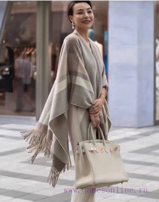 CELINE's best recommendation, striped fabric pattern silk wool cloak, shawl, autumn and wint5fa2l4ah - Image 2