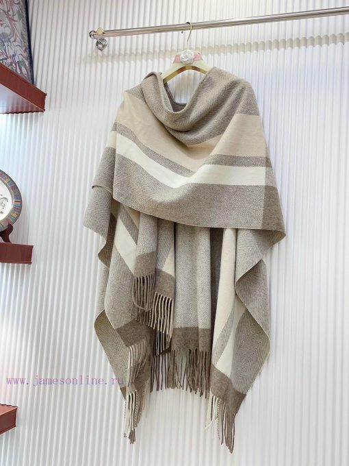 CELINE's best recommendation, striped fabric pattern silk wool cloak, shawl, autumn and wint5fa2l4ah - Image 5