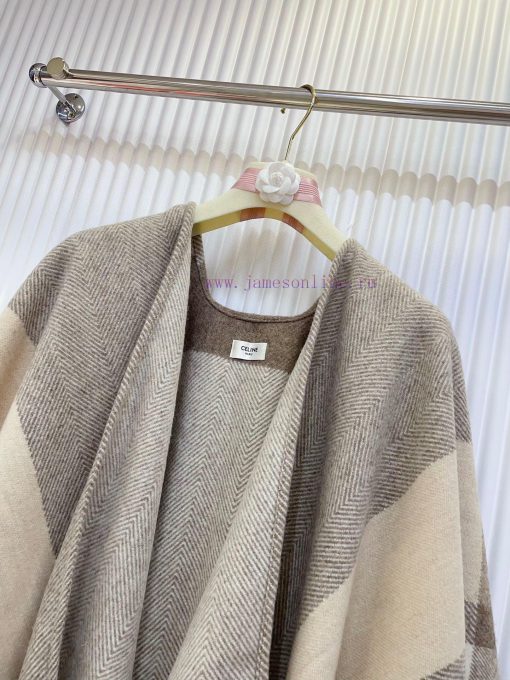 CELINE's best recommendation, striped fabric pattern silk wool cloak, shawl, autumn and wint5fa2l4ah - Image 8