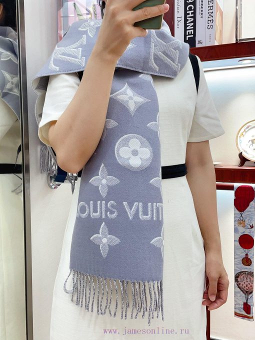 Phantom style latest LV official website synchronized metal wire double row logo wool scarf 5ufm3rr3