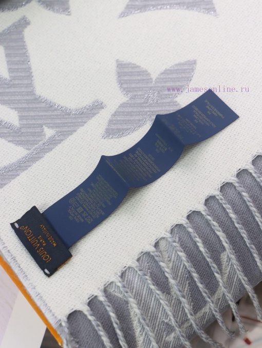 Phantom style latest LV official website synchronized metal wire double row logo wool scarf 5ufm3rr3 - Image 6