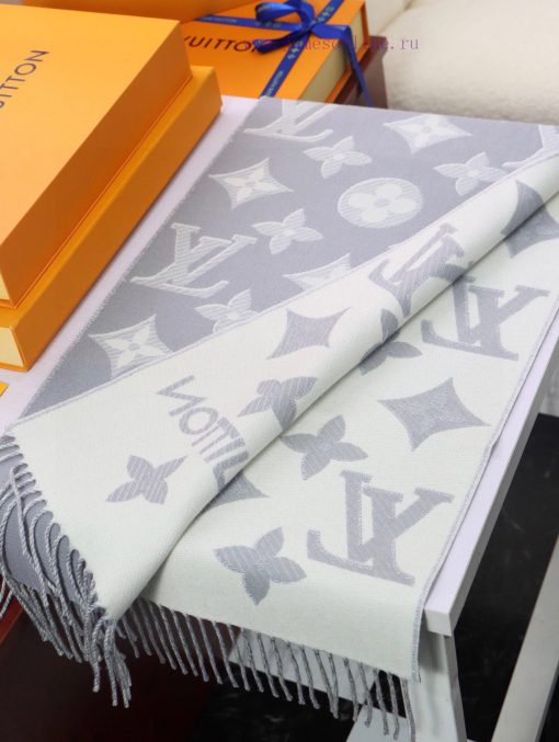 Phantom style latest LV official website synchronized metal wire double row logo wool scarf 5ufm3rr3 - Image 8