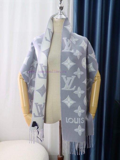 Phantom style latest LV official website synchronized metal wire double row logo wool scarf 5ufm3rr3 - Image 10