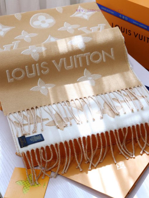 Phantom style latest LV official website synchronized metal wire double row logo wool scarf 7mdst6mz - Image 6