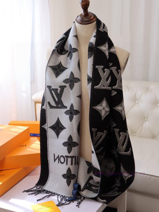 Phantom style latest LV official website synchronized metal wire double row logo wool scarf s3g248w0 - Image 10