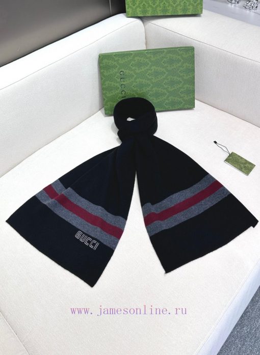 GUCCI's popular new high-end men's scarf features classic stripes and a simple logo, reflectvpbe0mkl - Image 7