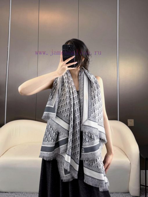 𝐃𝐈𝐎𝐑 Must wear super practical large shawl scarf dual-use iconic floral element short tassc70qae19 - Image 3