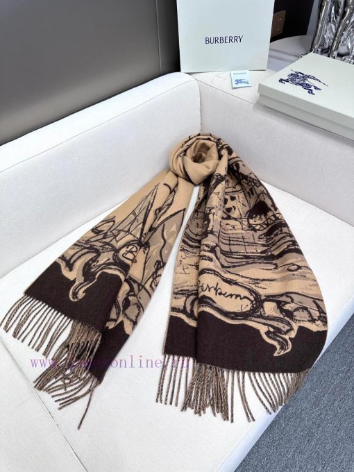 High qualityHigh quality 𝐁𝐮𝐫𝐛𝐞𝐫𝐫𝐲 Tower Bridge patterned cashmere scarfSize210 x 47cm 100% cpl50q8yq - Image 6