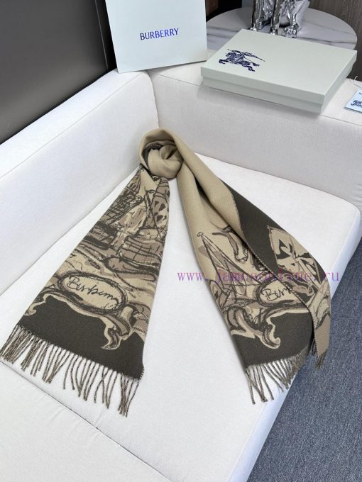 Affordable versionHigh quality 𝐁𝐮𝐫𝐛𝐞𝐫𝐫𝐲 Tower Bridge patterned cashmere scarfSize210 x 47cm p0372qas - Image 8