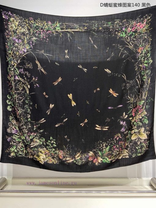 The new Dior D Dragonfly Bee Pattern 140 Cashmere Square Scarf is highly recommended for VIPeaop500m - Image 3