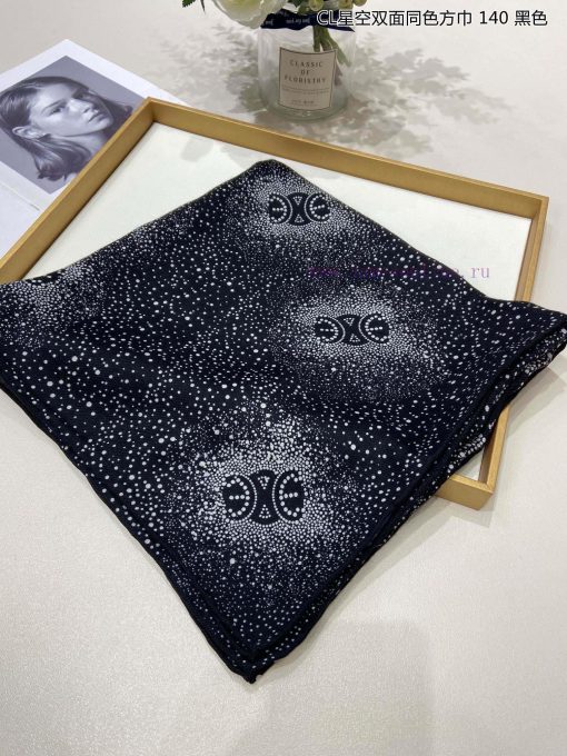 High end customized Celine CL Starry Sky Double sided Same color Square Scarf 140 is recommeq8edh12y - Image 5