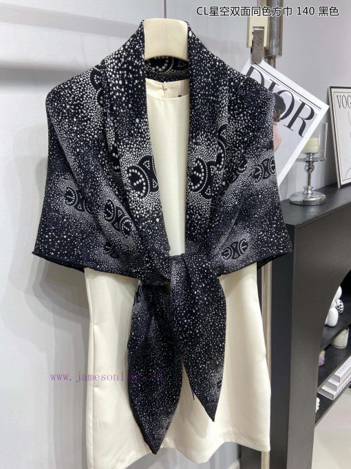 High end customized Celine CL Starry Sky Double sided Same color Square Scarf 140 is recommeq8edh12y - Image 8