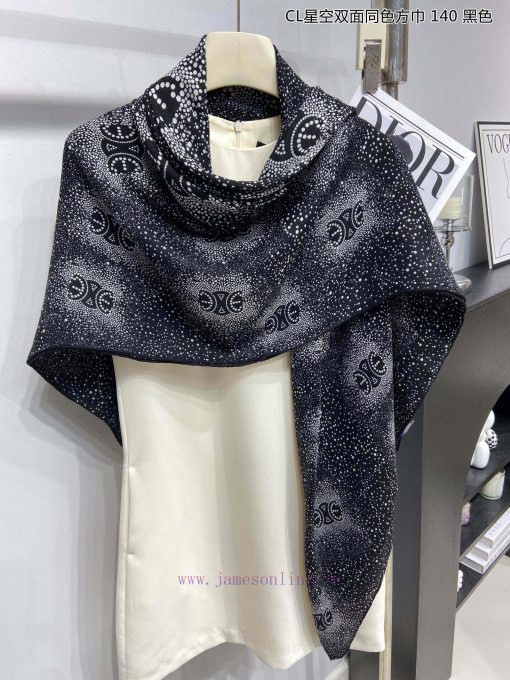 High end customized Celine CL Starry Sky Double sided Same color Square Scarf 140 is recommeq8edh12y - Image 9