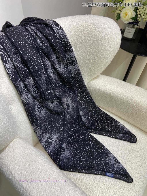 High end customized Celine CL Starry Sky Double sided Same color Square Scarf 140 is recommeq8edh12y - Image 12