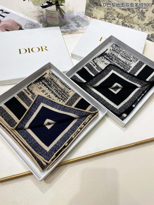 Synchronized with the latest Do, the latest flagship D Paris map double-sided cashmere 90 ca7nffqu3u - Image 3