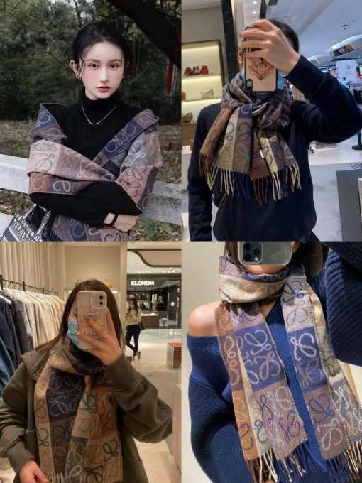 Top of the line original unisex Roewe LW checkerboard double-sided long scarf is very lucky ax063l1u - Image 2
