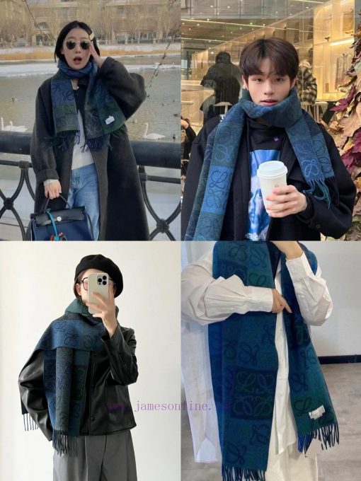 Top of the line original unisex Roewe LW checkerboard double-sided long scarf is very lucky qx7ju6op