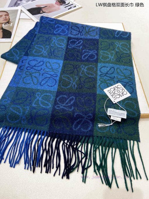 Top of the line original unisex Roewe LW checkerboard double-sided long scarf is very lucky qx7ju6op - Image 4
