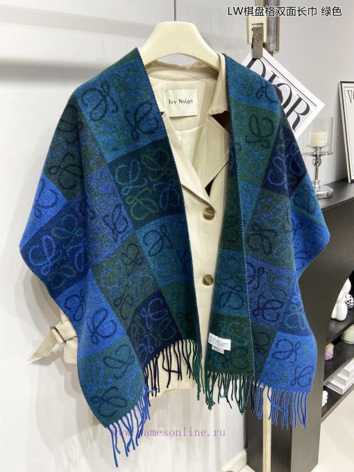 Top of the line original unisex Roewe LW checkerboard double-sided long scarf is very lucky qx7ju6op - Image 8