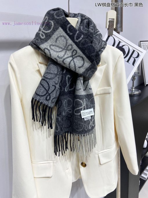 Top of the line original unisex Roewe LW checkerboard double-sided long scarf is very lucky 9ehupqh1 - Image 6